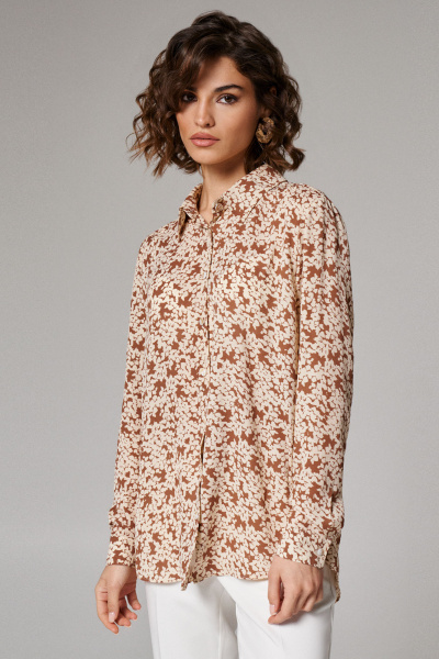 Блуза прямого силуэта легкая для повседневной носки Панда 183440w бежевый - фото 2