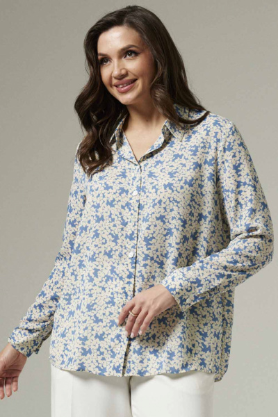 Блуза прямого силуэта легкая для офисных образов Панда 183440w голубой - фото 2