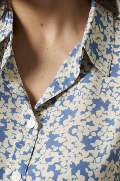 Блуза прямого силуэта легкая для офисных образов Панда 183440w голубой - фото 3