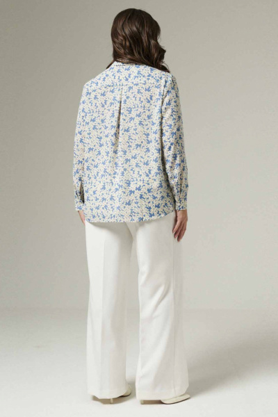 Блуза прямого силуэта легкая для офисных образов Панда 183440w голубой - фото 4