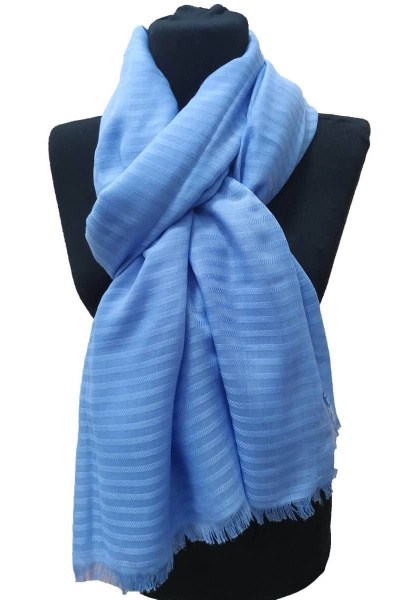 Шарф в полоску из текстиля Голубой для ежедневных образов TrendCorner 2-1-44-288 1670 - фото 1