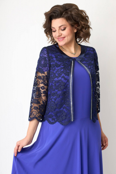 Кружевной жакет без застежки для нарядных образов Solomeya Lux 601 темно-синий - фото 2