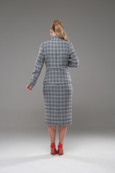 Жакет и юбка костюм в деловом стиле зауженный и прямая Galean Style 947 белый/черный - фото 7