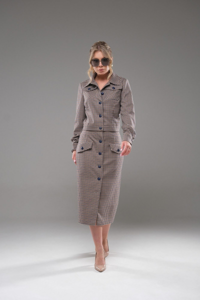 Жакет юбка приталенная текстиль для делового образа Galean Style 945 - фото 12