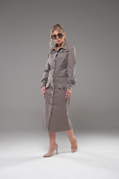 Жакет юбка приталенная текстиль для делового образа Galean Style 945 - фото 9