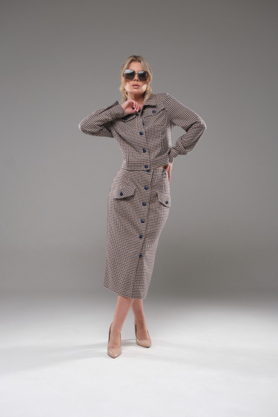 Жакет юбка приталенная текстиль для делового образа Galean Style 945 - фото 7