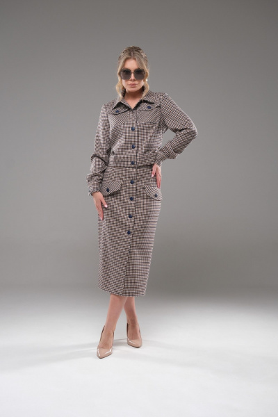 Жакет юбка приталенная текстиль для делового образа Galean Style 945 - фото 1