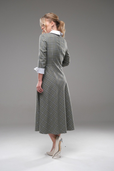 Платье женское полуприлегающего силуэта с белым воротником Galean Style 942 зеленый - фото 12