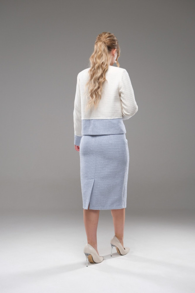 Костюм жакет и юбка из текстиля с вставками другого цвета Galean Style 949 - фото 11