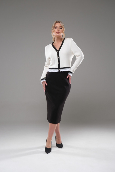 Кардиган и юбка трикотажные с шлицей и зауженной линией Galean Style 951 - фото 2
