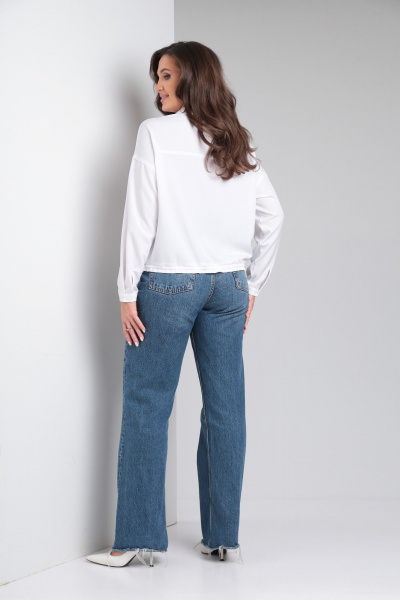 Блуза укороченная свободная с кокетками и поясом из текстиля Modema м.734/2 - фото 8