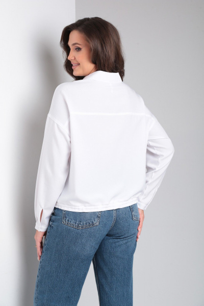 Блуза укороченная свободная с кокетками и поясом из текстиля Modema м.734/2 - фото 3