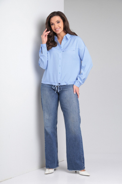 Блуза летняя укороченная свободная с поясом и разрезами Modema м.734/3 - фото 4