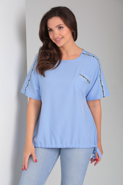 Блуза с разрезами и шнуром в нижней части, из вискозы Modema м.765/4 - фото 1