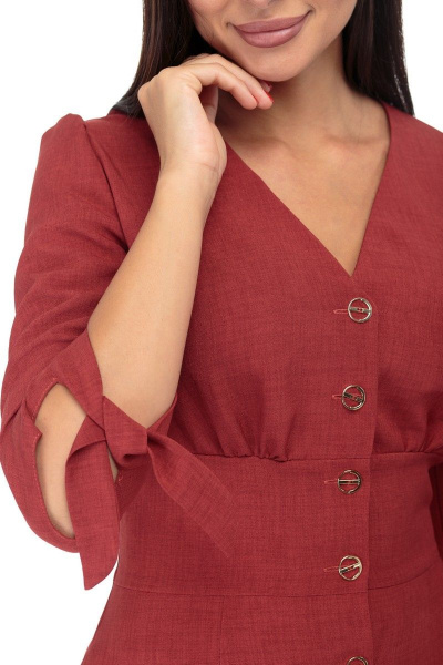 Платье с завышенной талией из текстиля с вниманием к деталям Anelli 885 терракот - фото 4