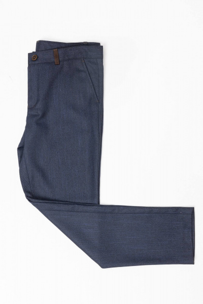 Деловые брюки из костюмной ткани с стрелками и резинкой Pan-Mod 4081 темно-синий - фото 4