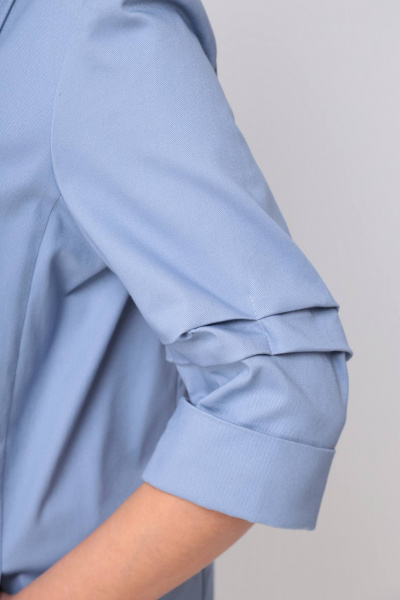 Женский жакет оверсайз с карманами и воротником-лацканом Solomeya Lux 853A голубой_джинс - фото 6