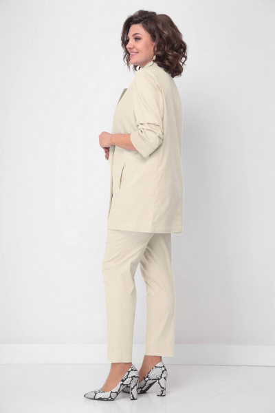 Розовый жакет оверсайз с карманами и воротником-лацканом Solomeya Lux 853A кремовый - фото 3