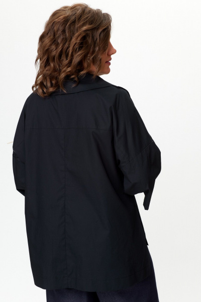 Летняя хлопковая блуза с декоративным галстуком и асимметрией Michel chic 785 черный - фото 6