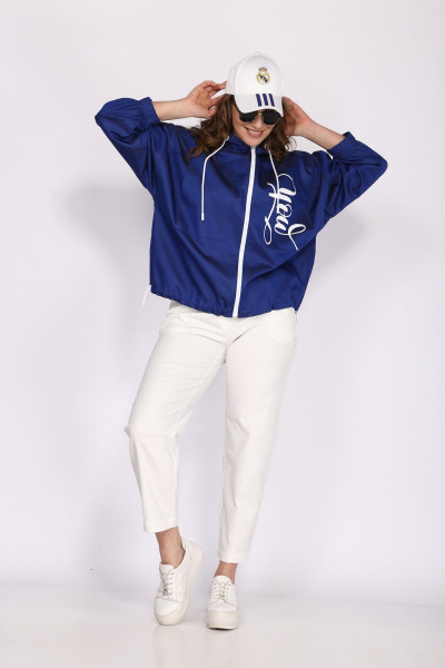 Демисезонная ветровка с капюшоном, принтом и накладными карманами TAiER 1058-1 синий - фото 4