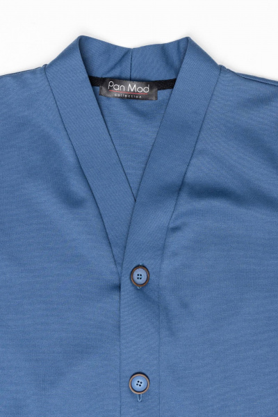 Демисезонный школьный жакет из качественного шерстяного трикотажа Pan-Mod 4503 синий - фото 2