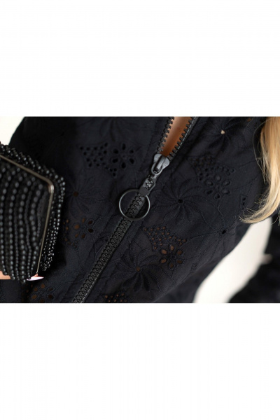 Круглогодичная черная блуза свободного силуэта из хлопка Nika.PL 0301204 - фото 4