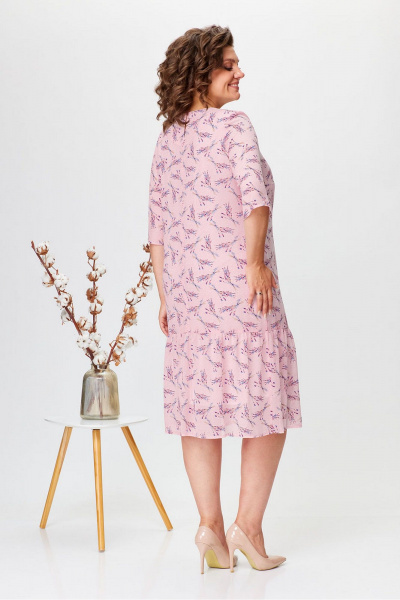 Платье летнее из шифона с сборками и средним швом Fortuna ШЖ 669 розовый_лаванда - фото 3