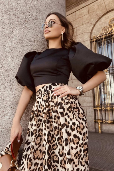 Черный топ из атласа с молнией на спине ENZA 808 черный - фото 2