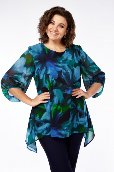 Блуза из шифона с ярким принтом и свободным рукавом Элль-стиль 2263а - фото 1