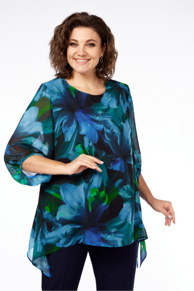 Блуза из шифона с ярким принтом и свободным рукавом Элль-стиль 2263а - фото 2