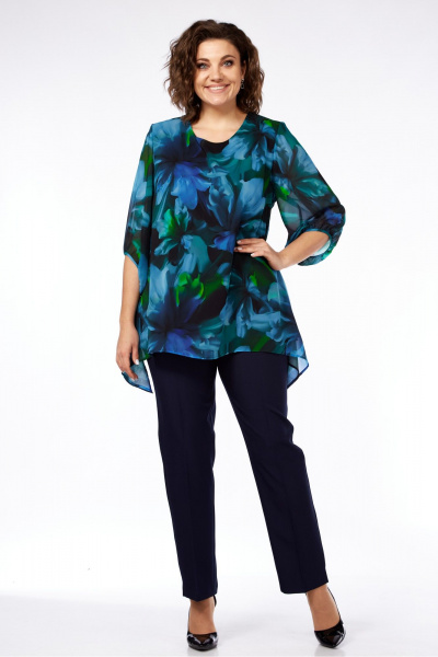 Блуза из шифона с ярким принтом и свободным рукавом Элль-стиль 2263а - фото 4