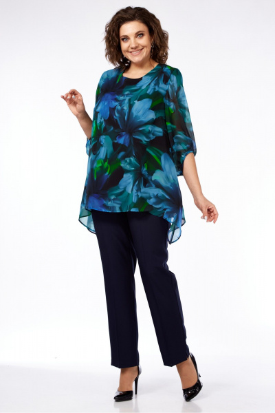 Блуза из шифона с ярким принтом и свободным рукавом Элль-стиль 2263а - фото 3