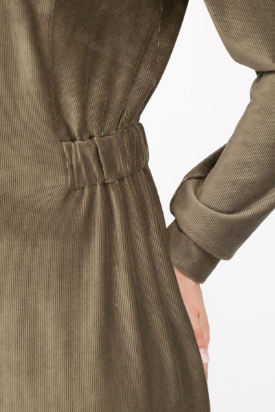 Платье вельветовое с воротником-стойкой и молнией Anna Majewska 1415 болотно-оливковый - фото 3