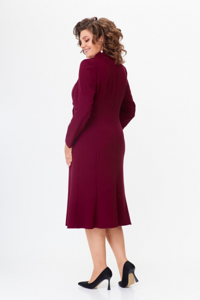 Платье миди винного цвета с двубортной застежкой и декоративными деталями ANASTASIA MAK 1121 винный - фото 5