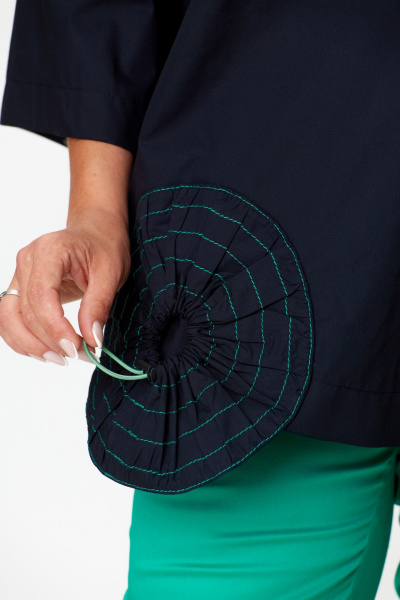 Комбинированный комплект: бохо блуза и хлопковые брюки Michel chic 1385 черный,бирюза - фото 8