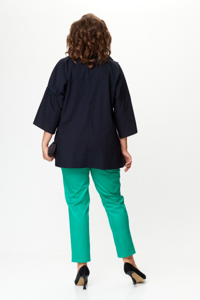 Комбинированный комплект: бохо блуза и хлопковые брюки Michel chic 1385 черный,бирюза - фото 5