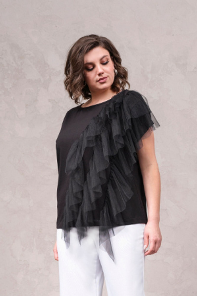 Блуза из тонкого трикотажа с отделкой из фатина Avanti 1644-1 - фото 1