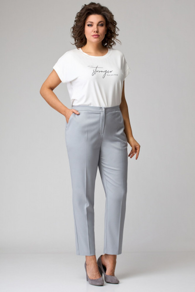 Классические брюки с резинкой и карманами для повседневных образов Мишель стиль 1100Б дымчатый - фото 1