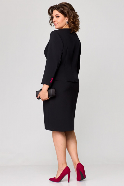 Розовый и черный комплект блузки и юбки для ежедневных образов Мишель стиль 1206 черный-фуксия - фото 9