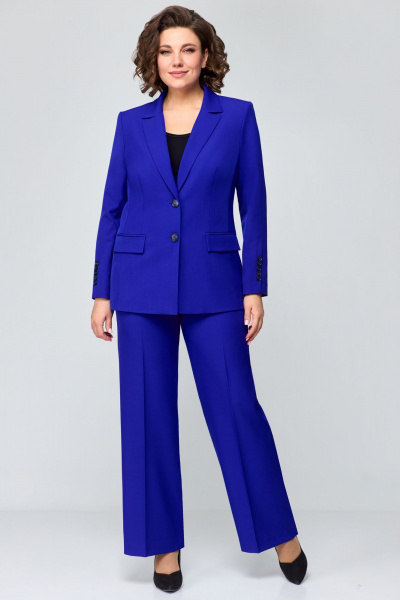 Двухпредметный костюм с жакетом и брюками из текстиля Мишель стиль 1177 кобальт - фото 7