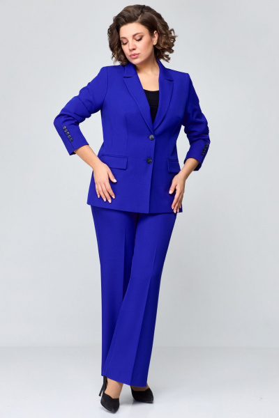 Двухпредметный костюм с жакетом и брюками из текстиля Мишель стиль 1177 кобальт - фото 5