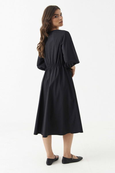 Стильное повседневное платье из текстиля с талиевыми вытачками Панда 187980w черный - фото 3