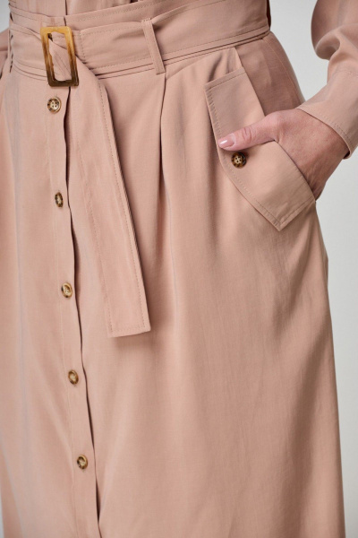 Юбка миди А-силуэта с карманами и широким поясом Anelli 874.1 беж - фото 4