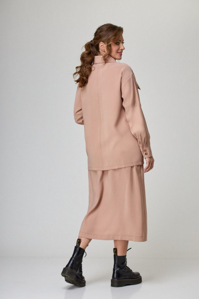 Юбка миди А-силуэта с карманами и широким поясом Anelli 874.1 беж - фото 3