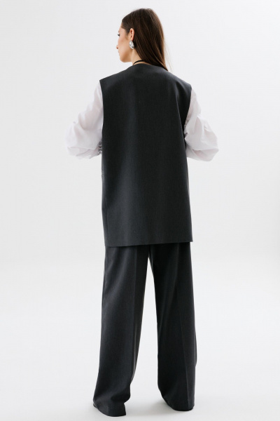 Брюки прямого кроя из текстиля с наклонными карманами NikVa 710-1 графит - фото 6