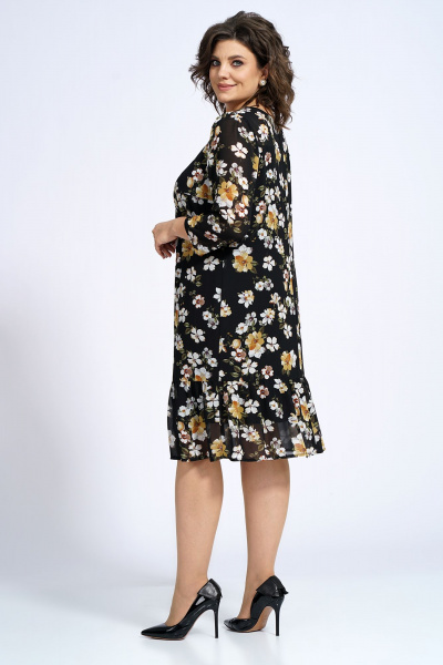 Платье силуэта А-образное на подкладке с разрезом Alani Collection 2148 бело-желтые_цветы - фото 5