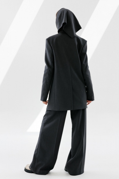 Жакет двубортный прямого силуэта из текстиля NikVa 712-1 графит - фото 3