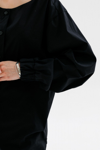 Рубашка прямого кроя с длинными рукавами и защипами NikVa 715-1 чёрный - фото 3