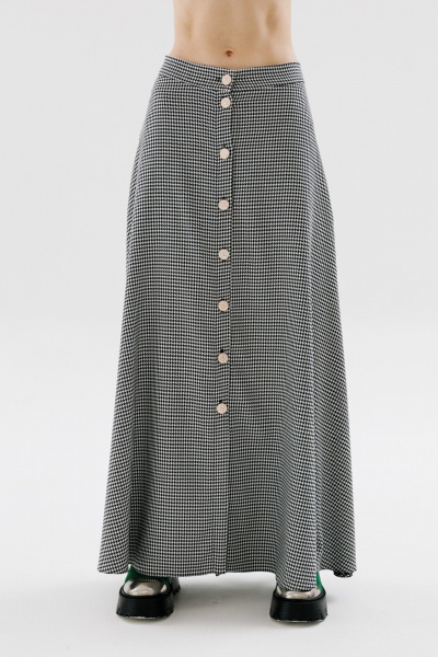 Демисезонный костюм 2 предмета из текстиля с рубашкой и юбкой NikVa 720-1 чёрный-чёрно-белая_гус_лапка - фото 5