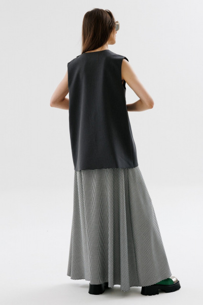 Демисезонный жилет на запах с полукруглым вырезом NikVa 723-1 графит - фото 7